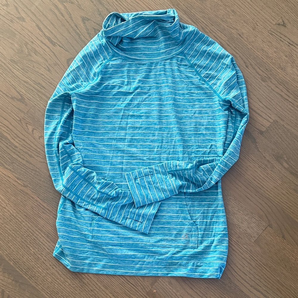 GAP fit Teal and White Striped Long-Sleeve Top